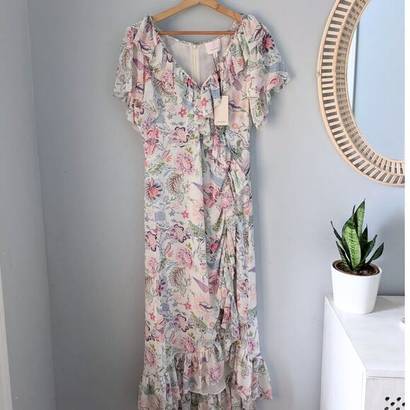 Cinq à Sept Sheilla Celeste Multi Dress, Floral Ruffle design, size 8, NWT - Picture 1 of 8